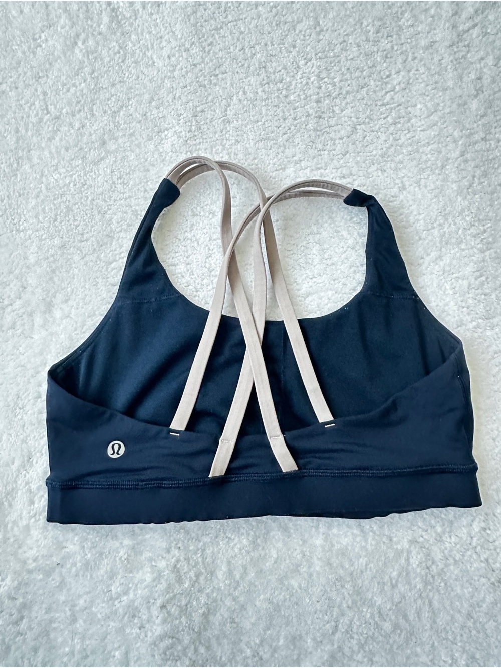 lululemon athletica Navy Sports Bra with Pink Crisscross Straps, Size 6
